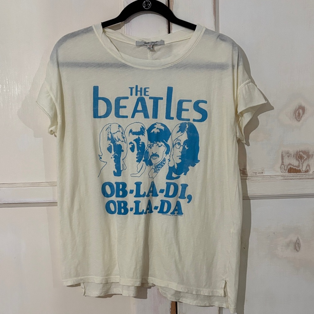 Junk Food Clothing The Beatles "Ob-La-Di" Cream Tee with Blue Graphic
